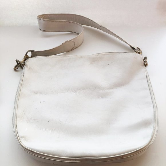 VINTAGE GUCCI WHITE LEATHER BAG HUGE HORSE BIT 60s - Picture 2 of 9